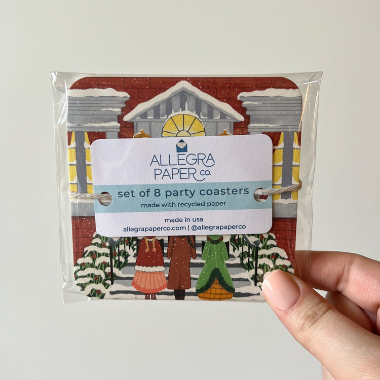 Here We Come a Caroling Paper Party Coasters