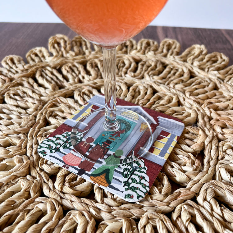 Here We Come a Caroling Paper Party Coasters