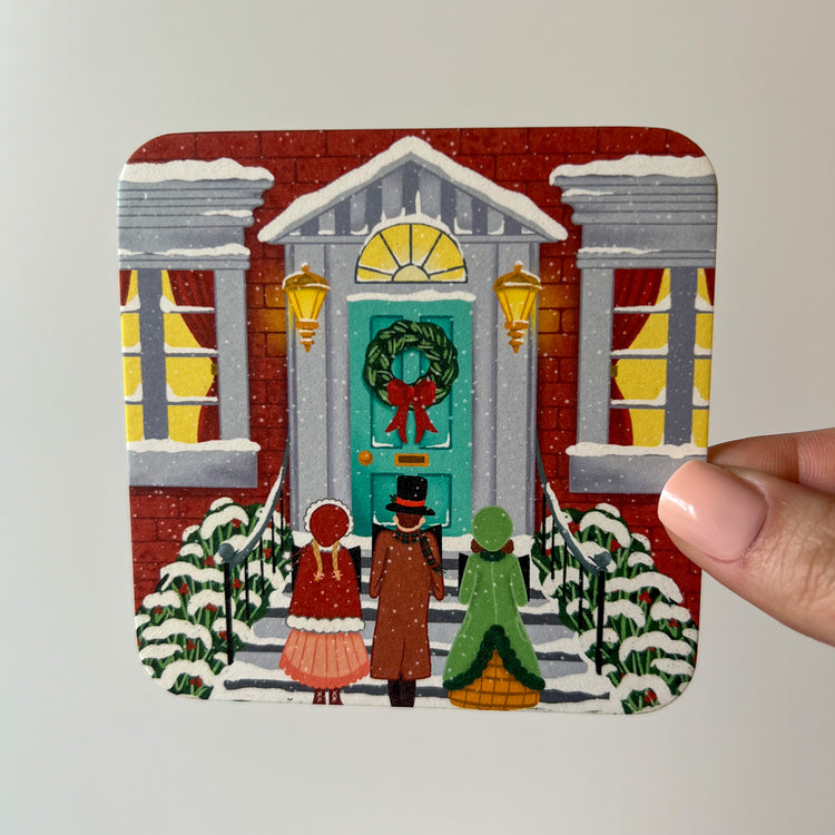 Here We Come a Caroling Paper Party Coasters