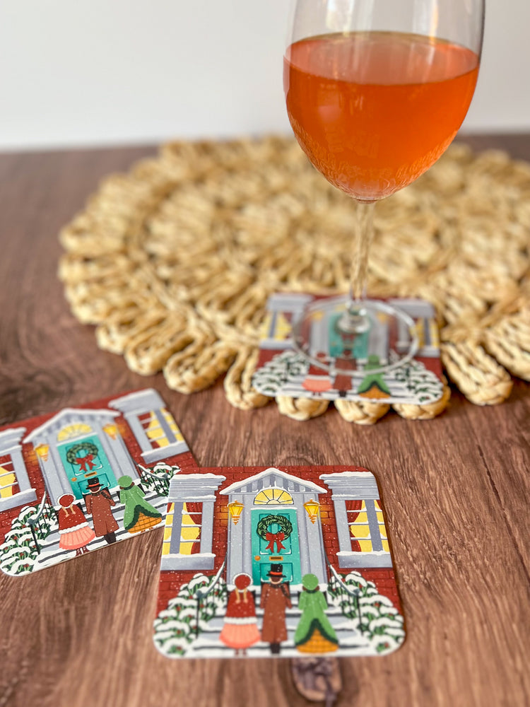 Here We Come a Caroling Paper Party Coasters