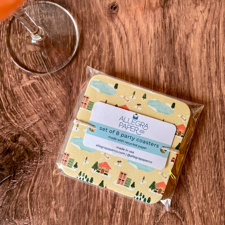 Winter Village Paper Party Coasters