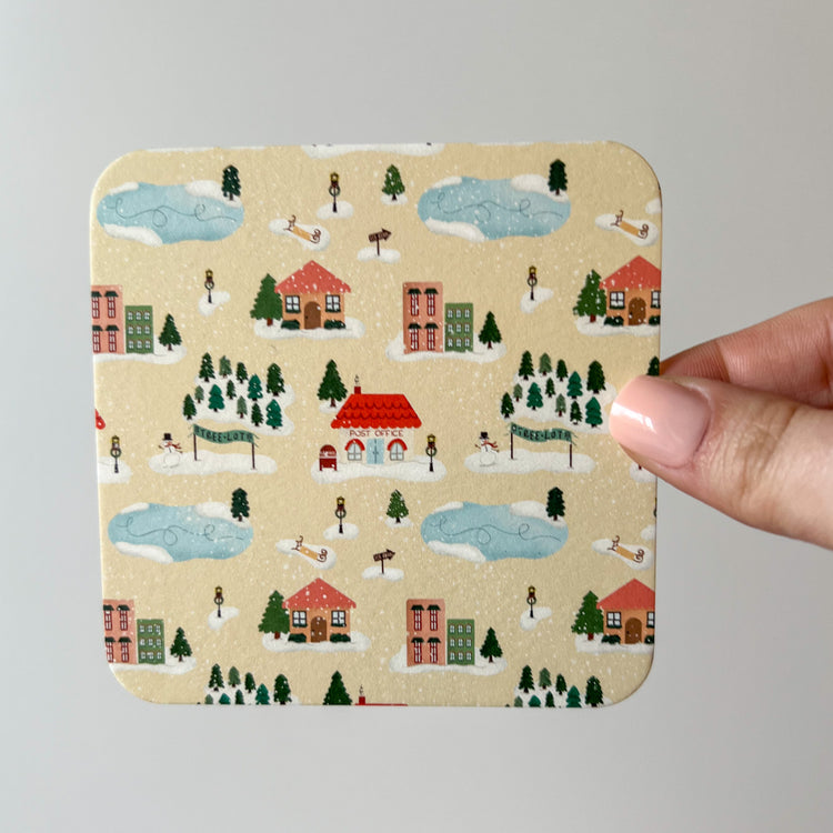 Winter Village Paper Party Coasters
