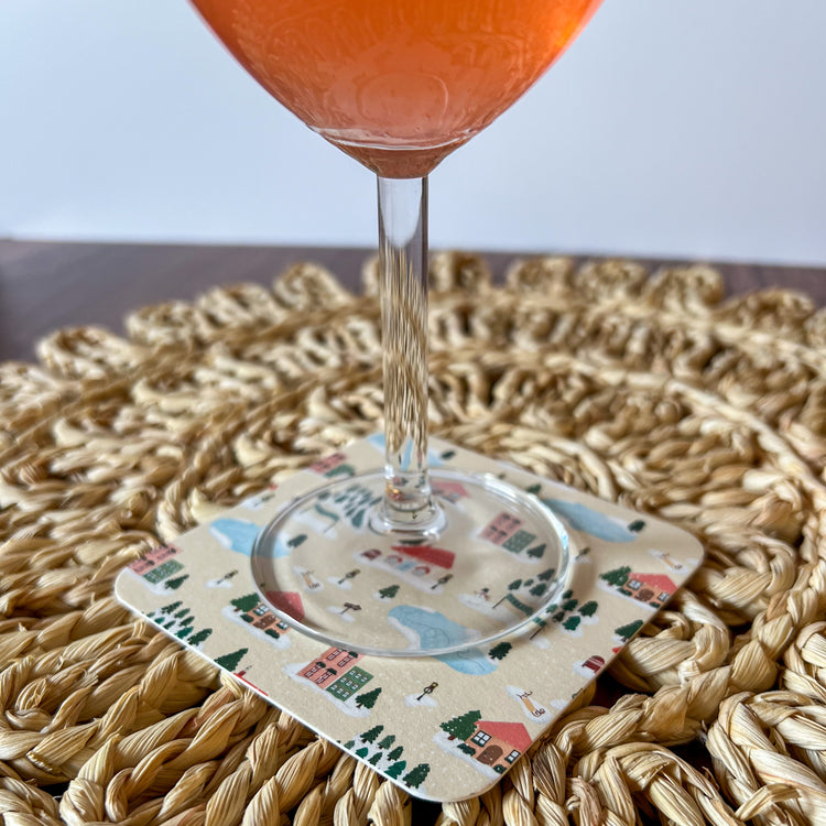 Winter Village Paper Party Coasters