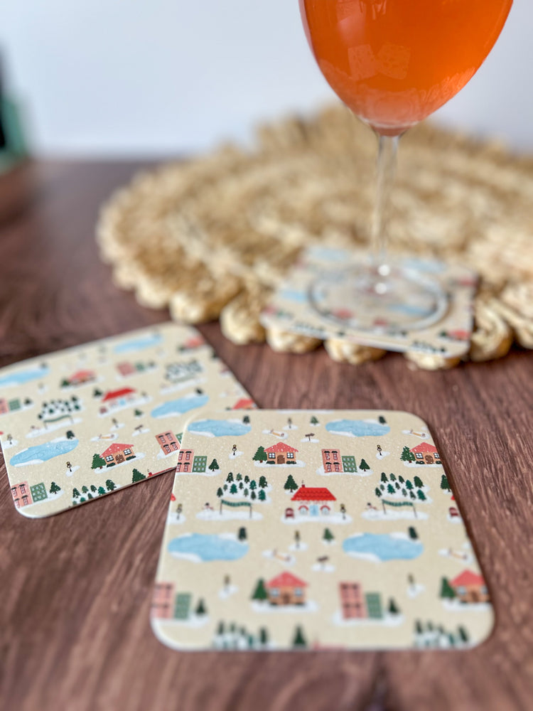 Winter Village Paper Party Coasters