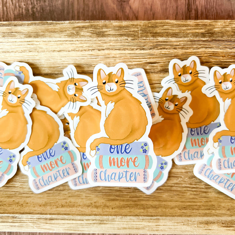 One More Chapter Cat Glossy Vinyl Sticker