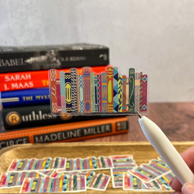 Stack of Books Clear Glossy Vinyl Sticker