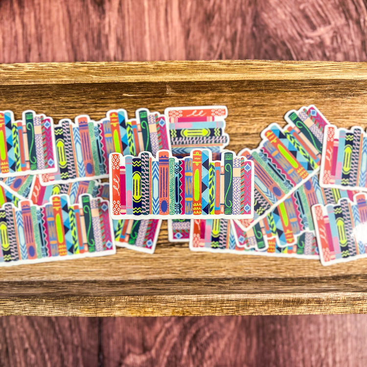 Stack of Books Clear Glossy Vinyl Sticker