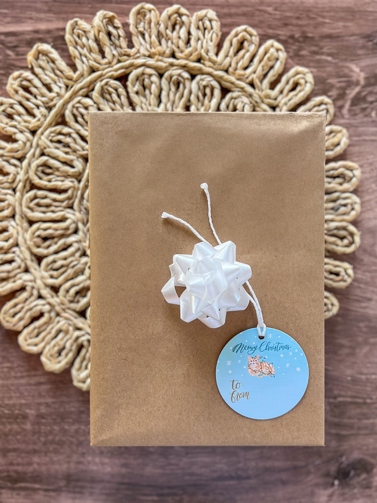 Meowy Christmas Round Gift Tags SET of 8