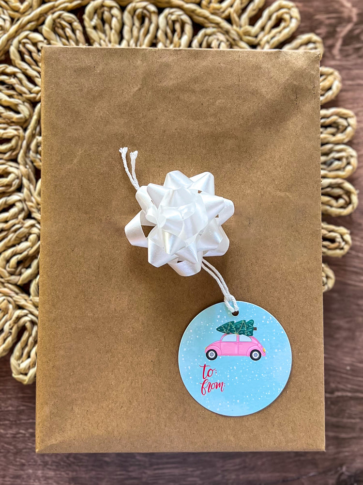 Christmas Tree Car Round Gift Tags SET of 8