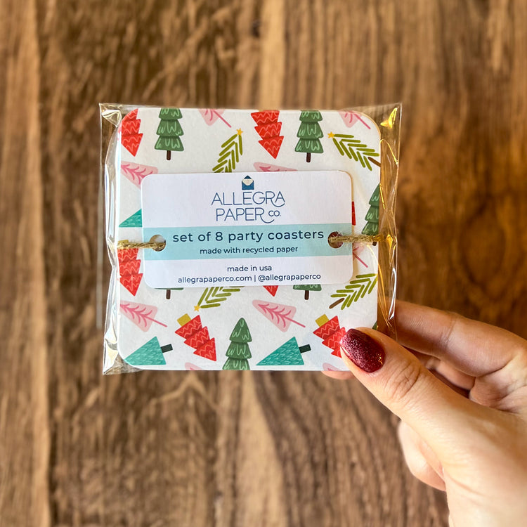 Tinsel Trees Paper Party Coasters