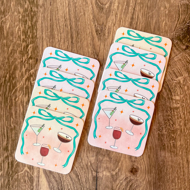 Christmas Cocktails Paper Party Coasters