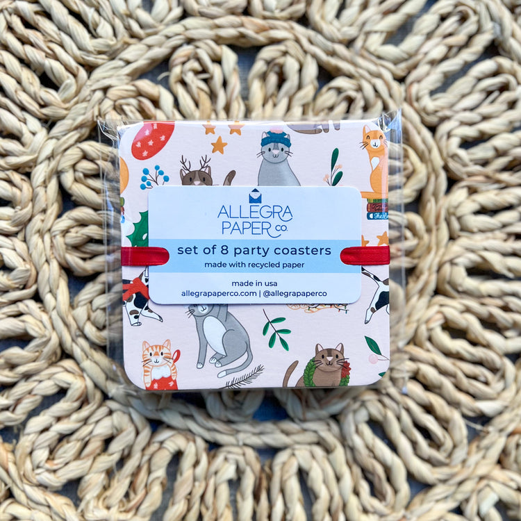 Christmas Cats Paper Party Coasters