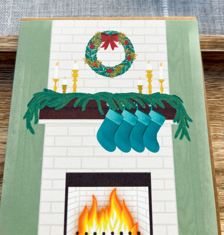 Cozy Christmas Fireplace Card