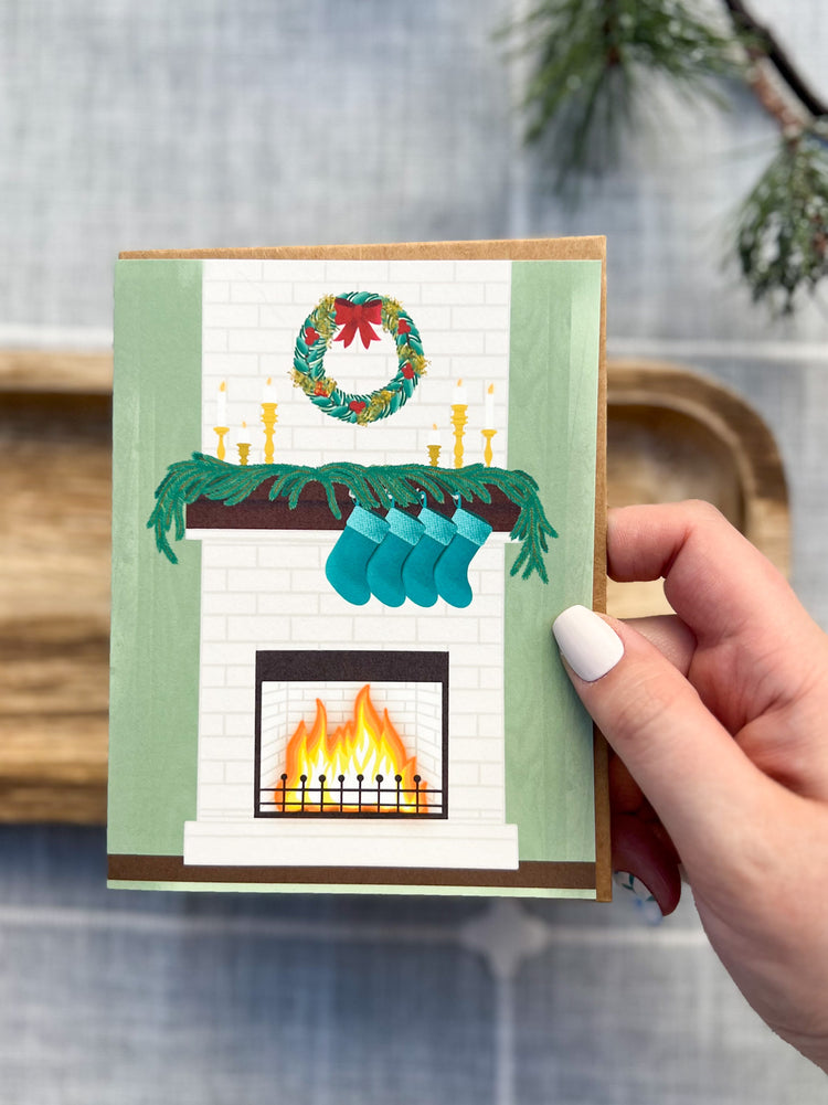 Cozy Christmas Fireplace Card
