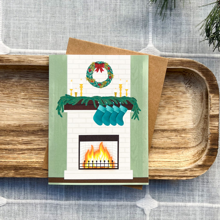 Cozy Christmas Fireplace Card