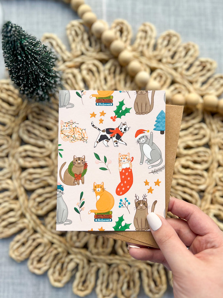 Meowy Holiday Cat Pattern Card