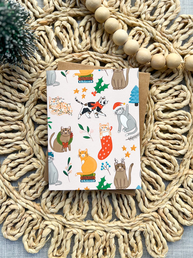 Meowy Holiday Cat Pattern Card
