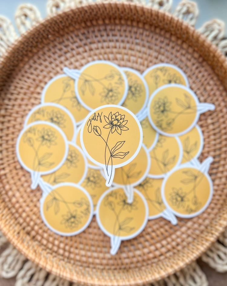 July Birth Month Flower Matte Sticker