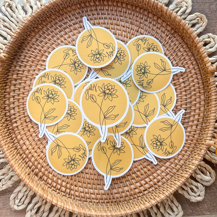 July Birth Month Flower Matte Sticker