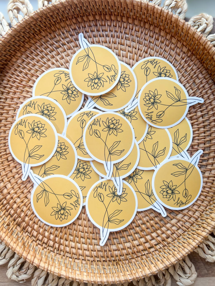 July Birth Month Flower Matte Sticker