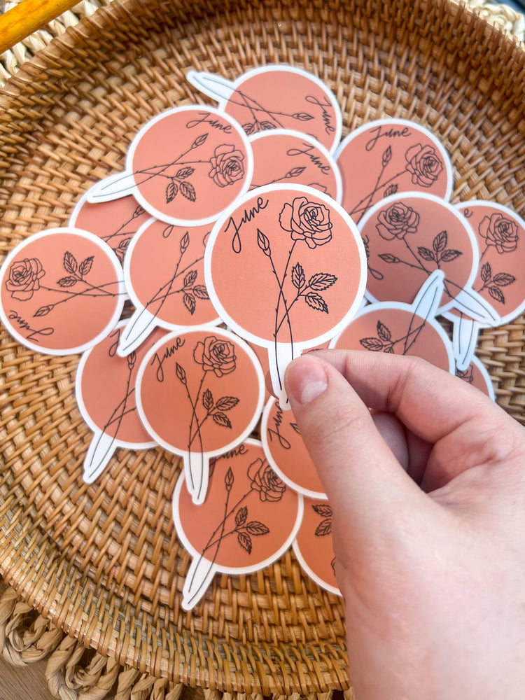June Birth Month Flower Matte Sticker