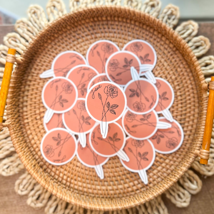 June Birth Month Flower Matte Sticker