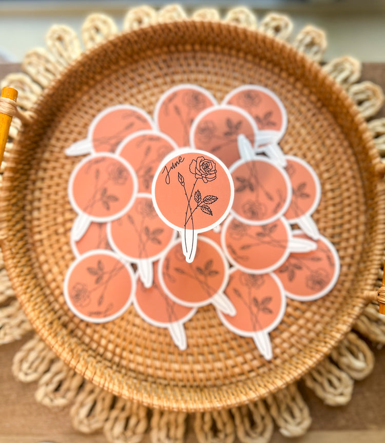 June Birth Month Flower Matte Sticker