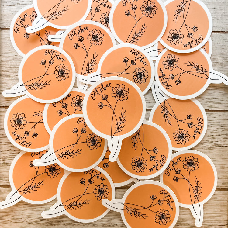 October Birth Month Flower Matte Sticker