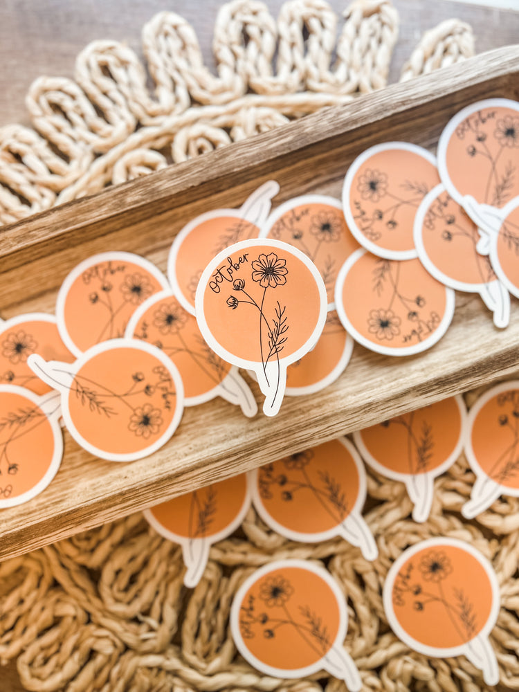 October Birth Month Flower Matte Sticker