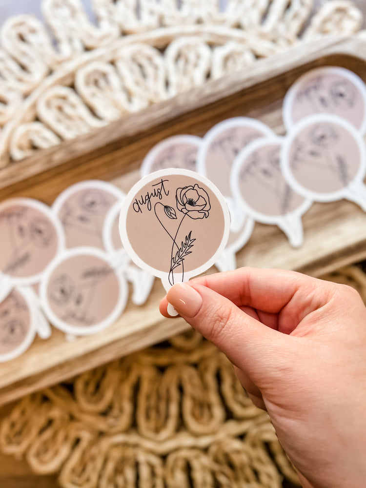 August Birth Month Flower Matte Sticker