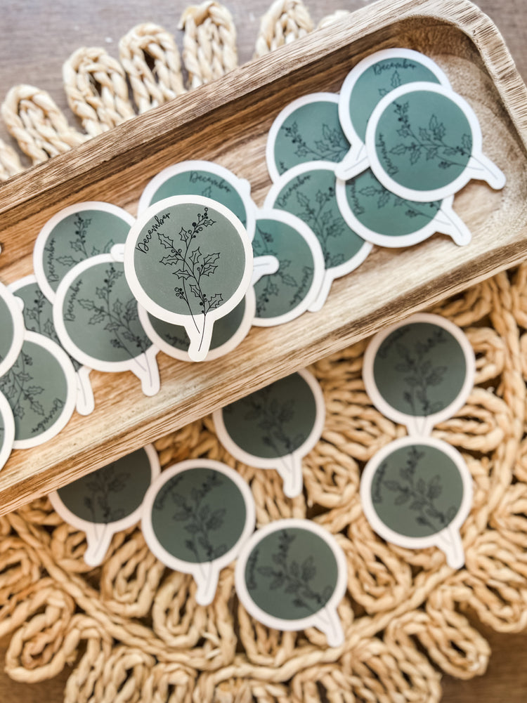 December Birth Month Flower Matte Sticker