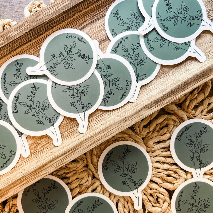 December Birth Month Flower Matte Sticker