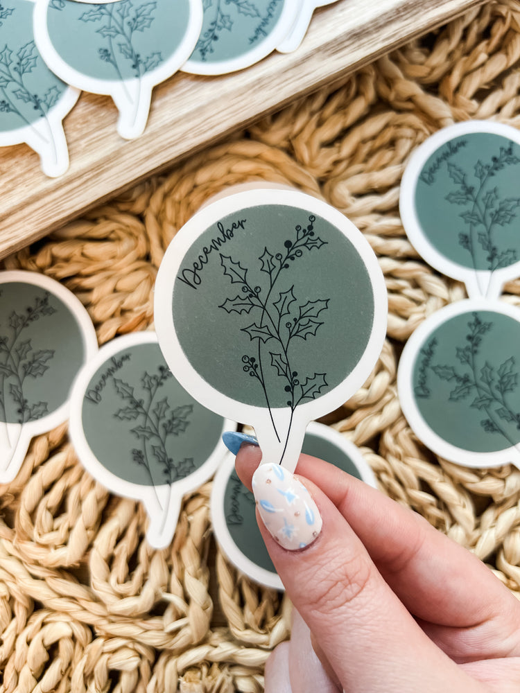 December Birth Month Flower Matte Sticker