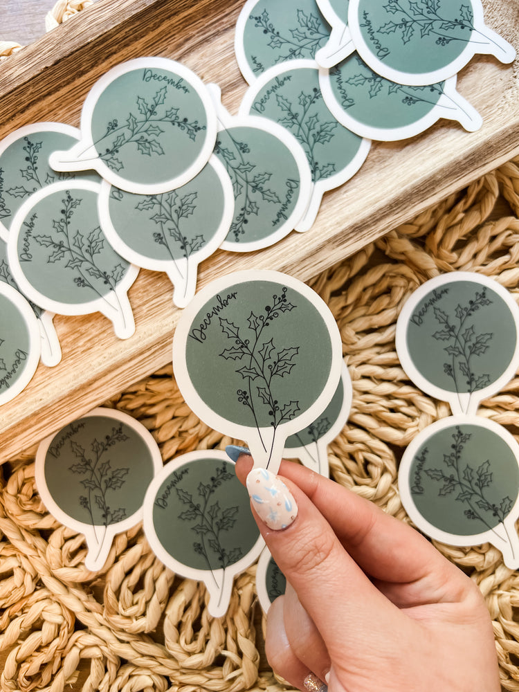 December Birth Month Flower Matte Sticker