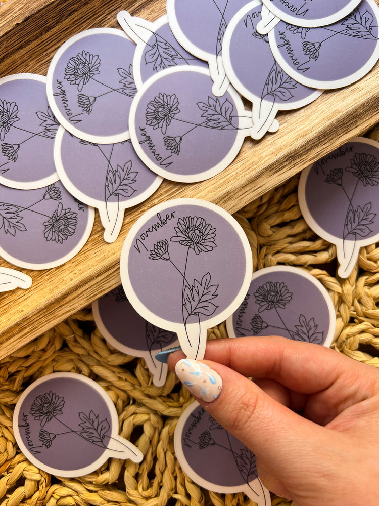 November Birth Month Flower Matte Sticker