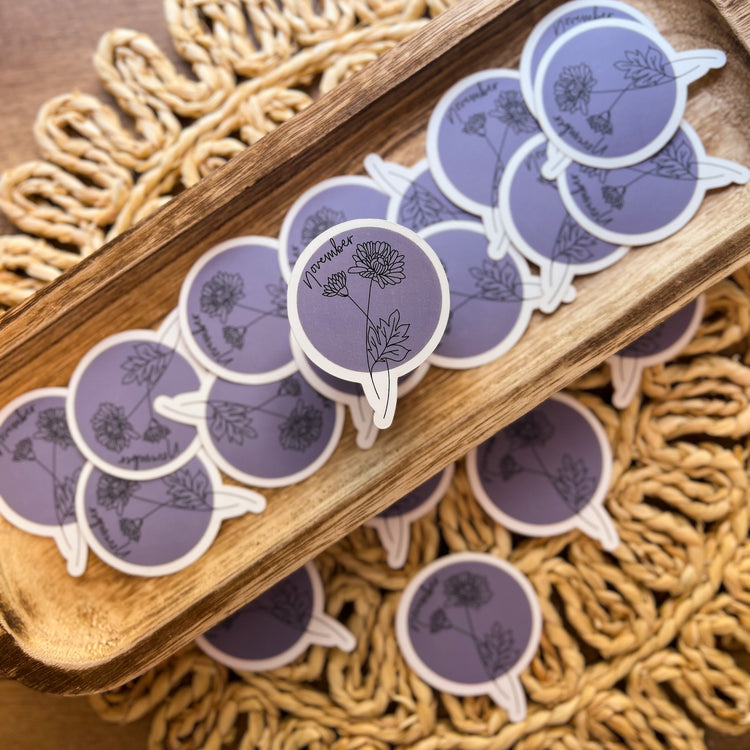 November Birth Month Flower Matte Sticker