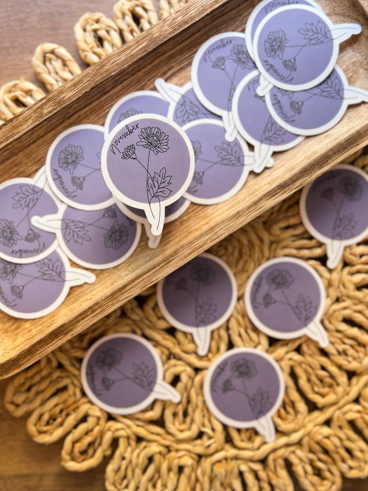 November Birth Month Flower Matte Sticker