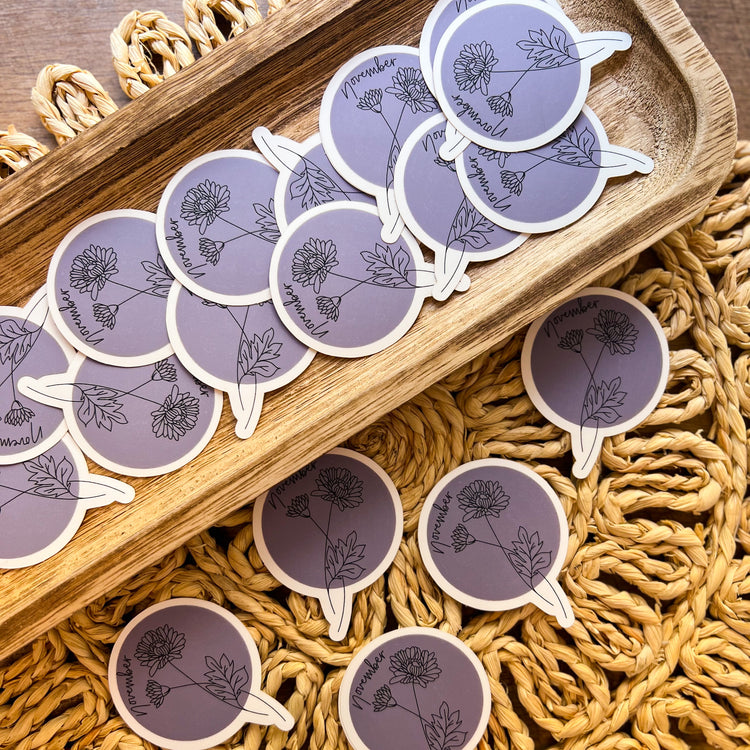November Birth Month Flower Matte Sticker