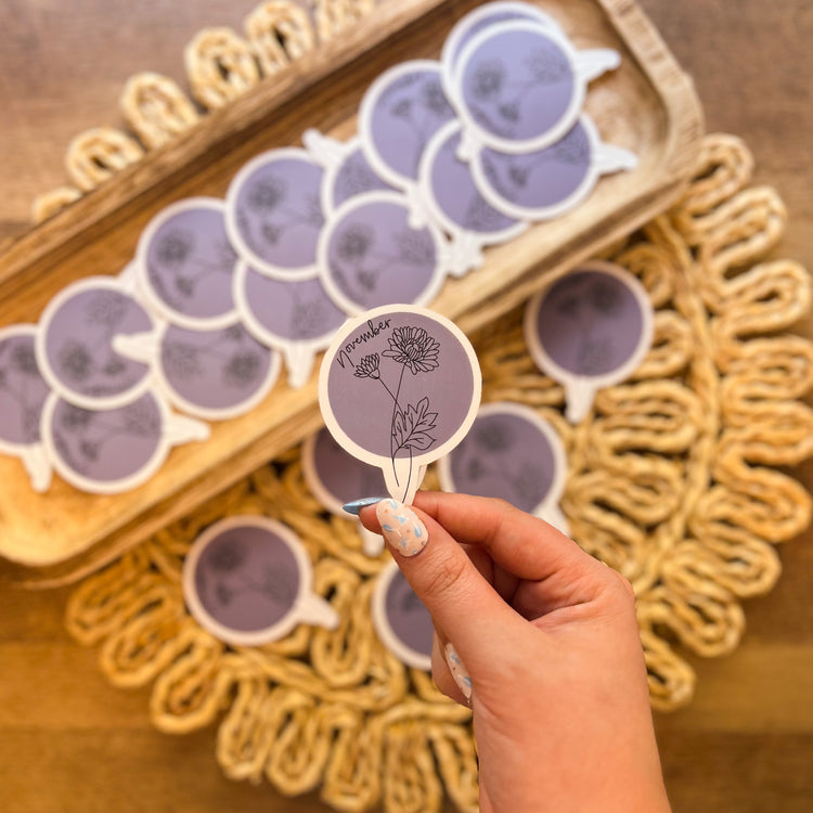 November Birth Month Flower Matte Sticker