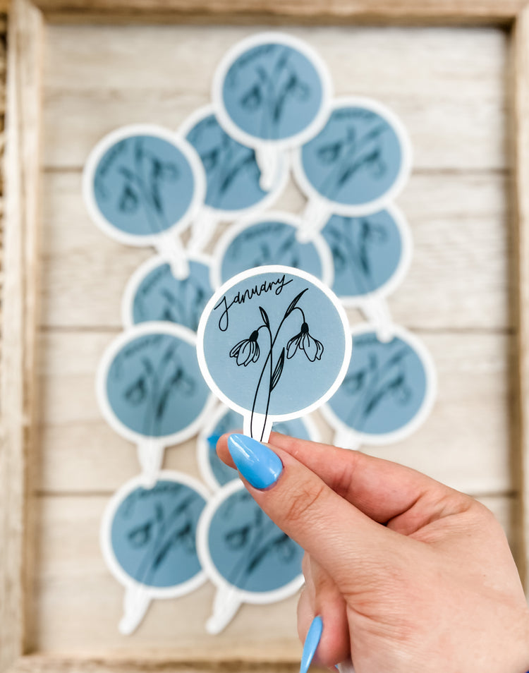 January Birth Month Flower Matte Sticker