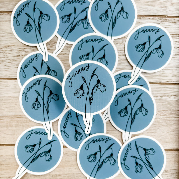 January Birth Month Flower Matte Sticker