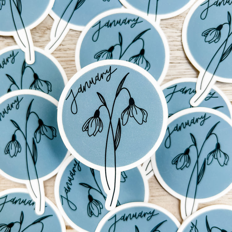 January Birth Month Flower Matte Sticker