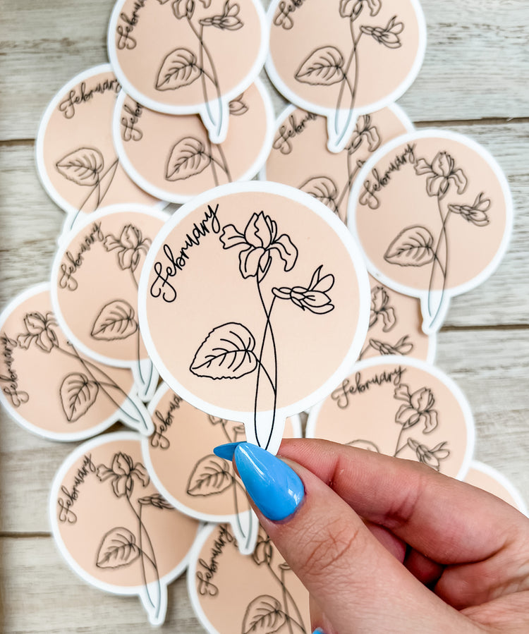 February Birth Month Flower Matte Sticker
