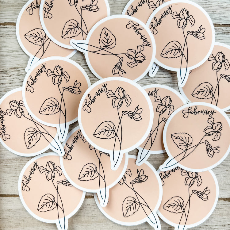 February Birth Month Flower Matte Sticker