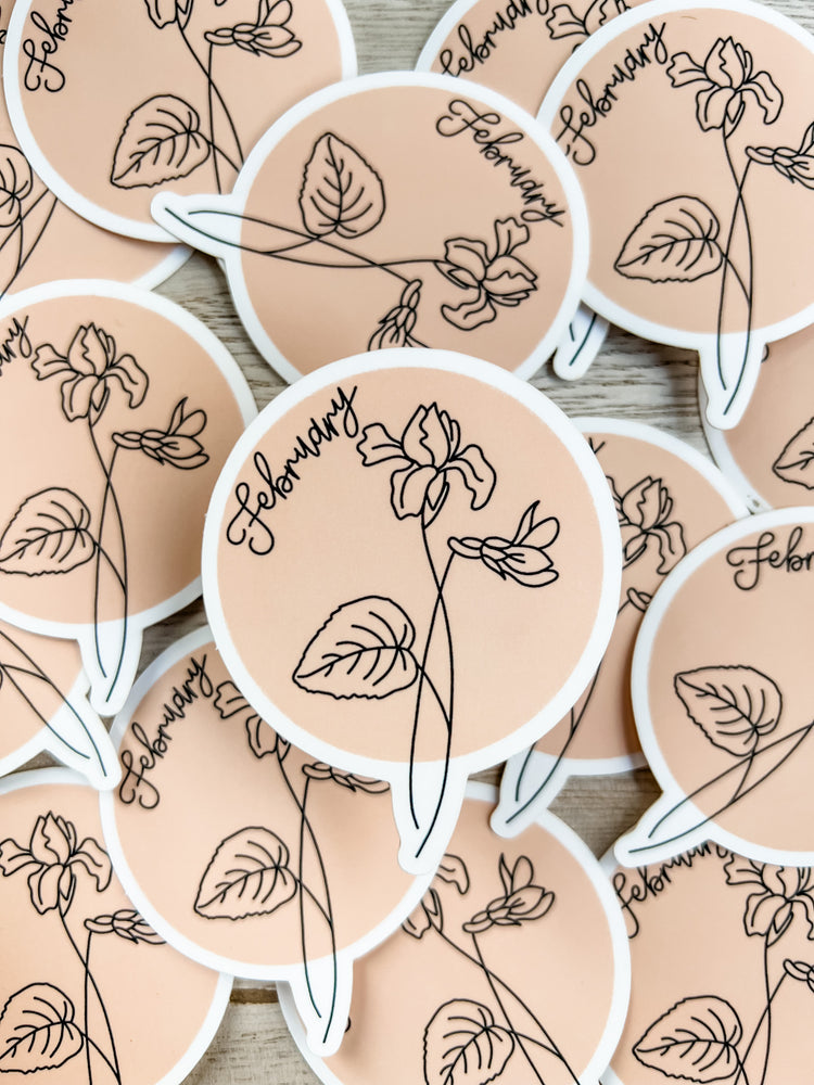 February Birth Month Flower Matte Sticker