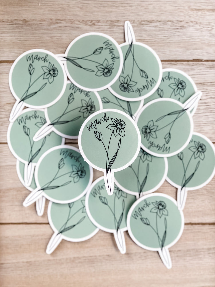 March Birth Month Flower Matte Sticker