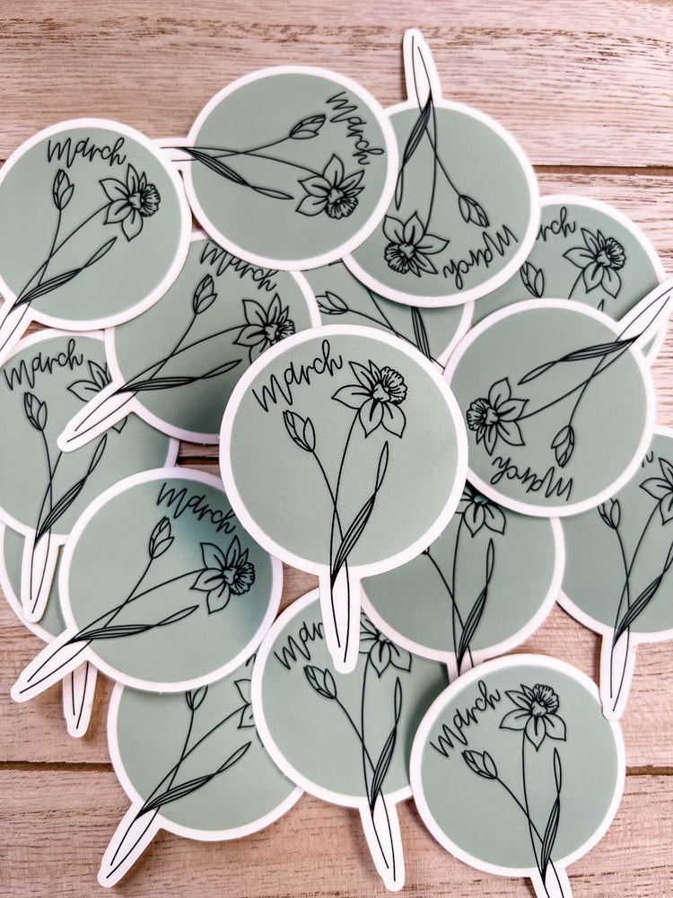 March Birth Month Flower Matte Sticker