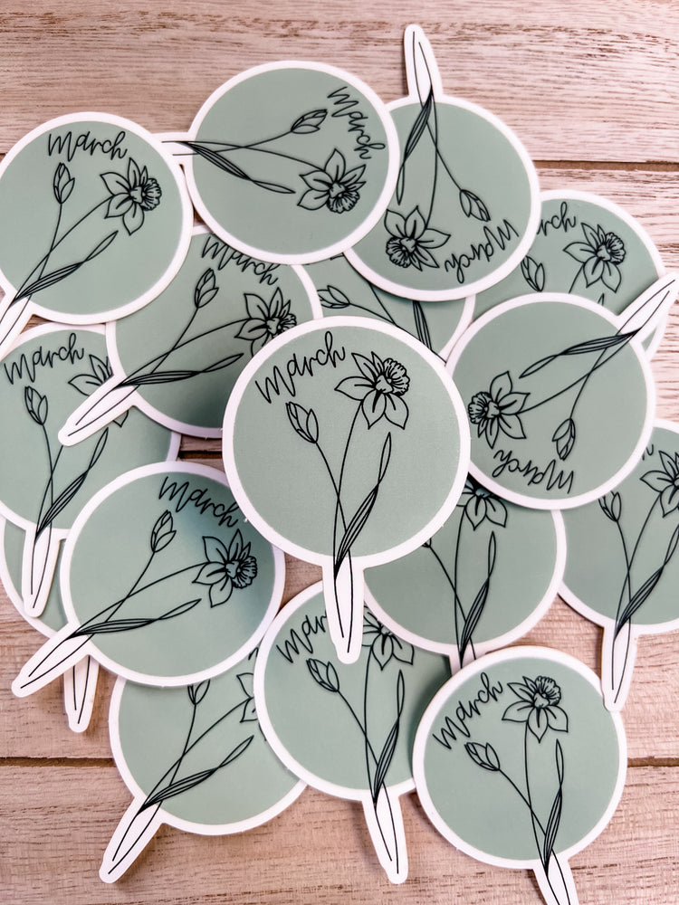 March Birth Month Flower Matte Sticker