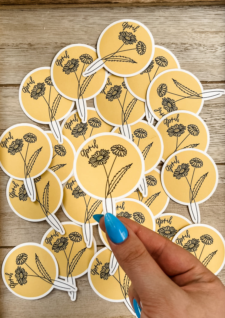 April Birth Month Flower Matte Sticker
