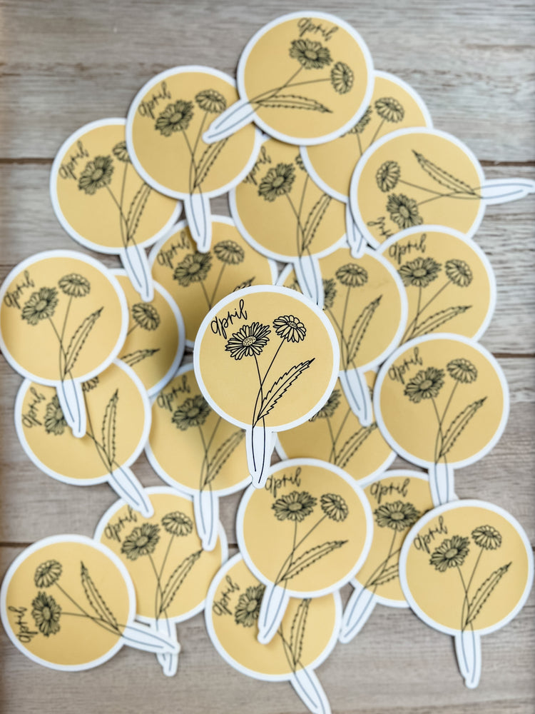 April Birth Month Flower Matte Sticker